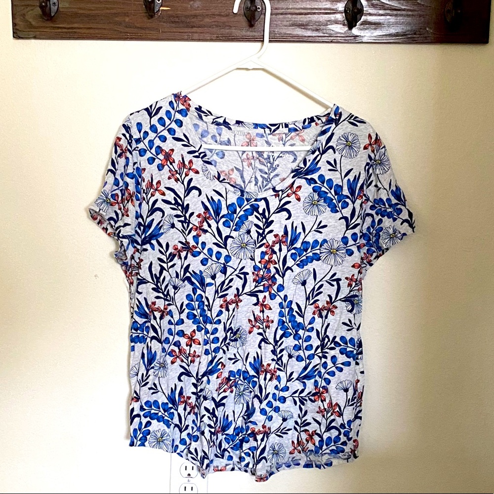 EUC LOFT Flower Short-Sleeve Shirt, XL